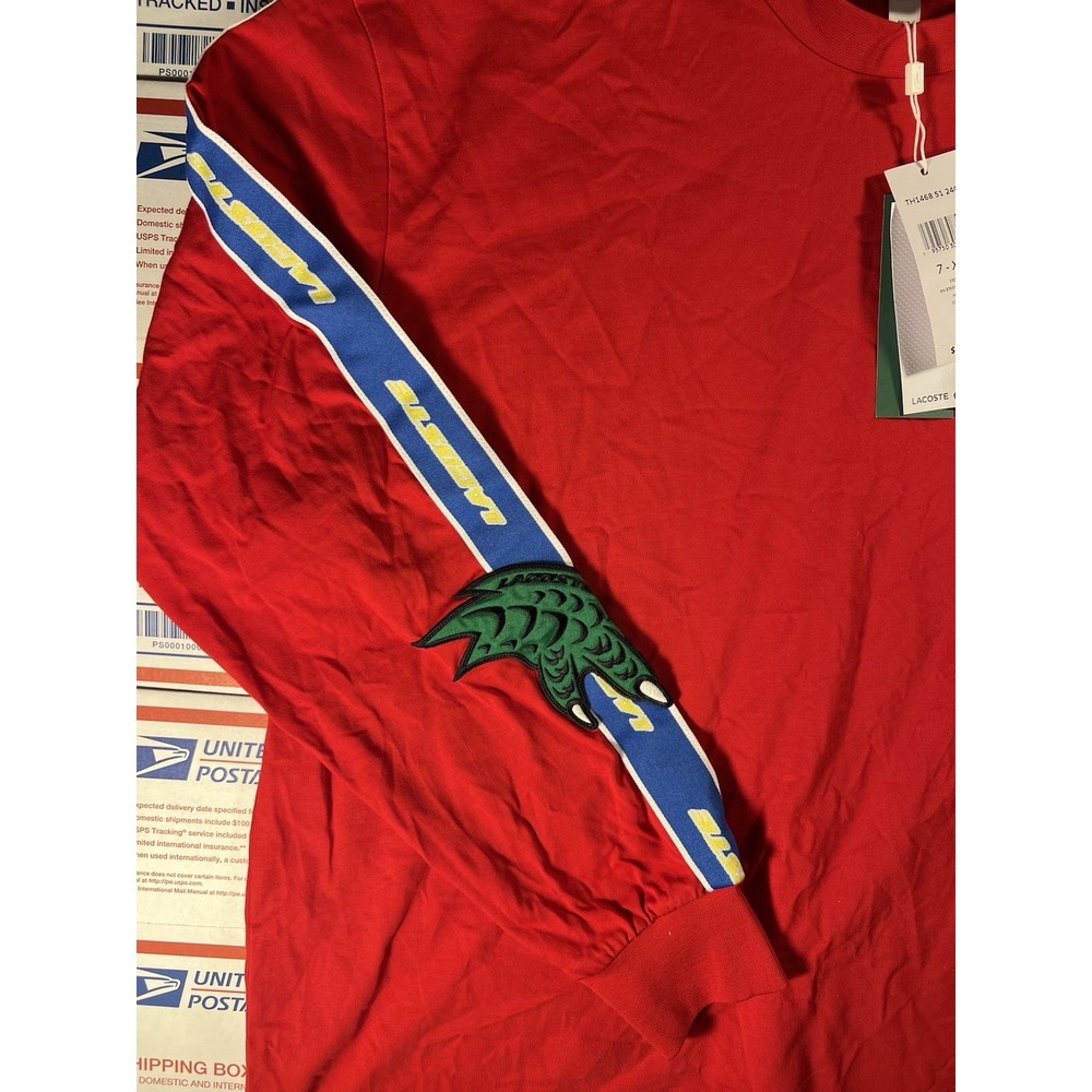 BNWT Lacoste Men's Relaxed Fit Long Sleeve T-Shirt Red $120 XXL SOLD OUT - Picture 3 of 8